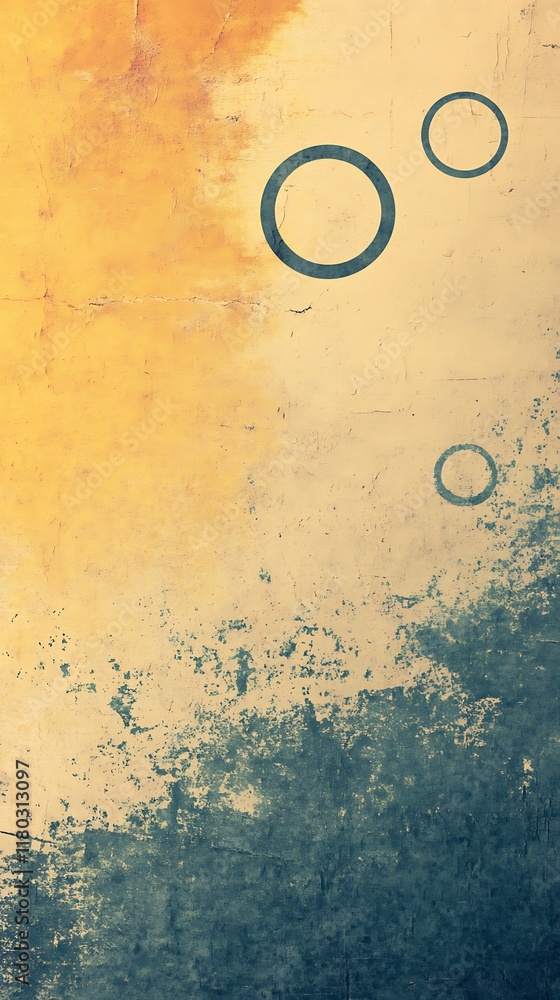 Poster a geometric background with green and golden circular shapes and elegant patterns