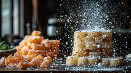 Artisanal cheese with grated topping