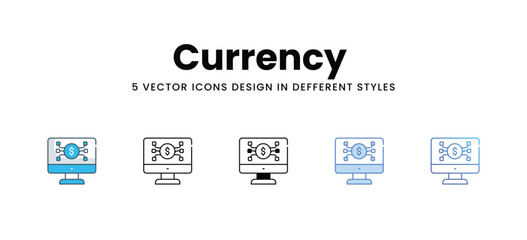 Currency  icons different style vector stock illustration