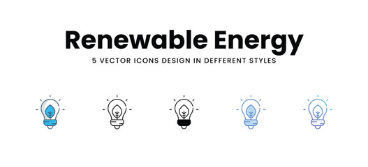 Renewable Energy icons different style vector stock illustration