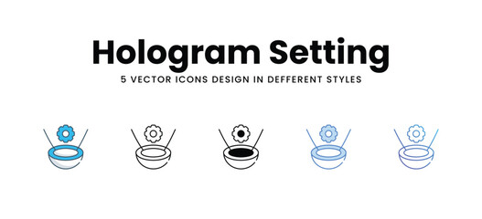 Hologram Setting icons different style vector stock illustration