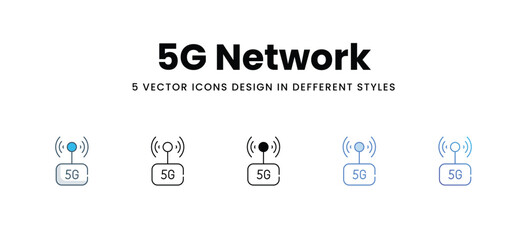 5G Network icons different style vector stock illustration