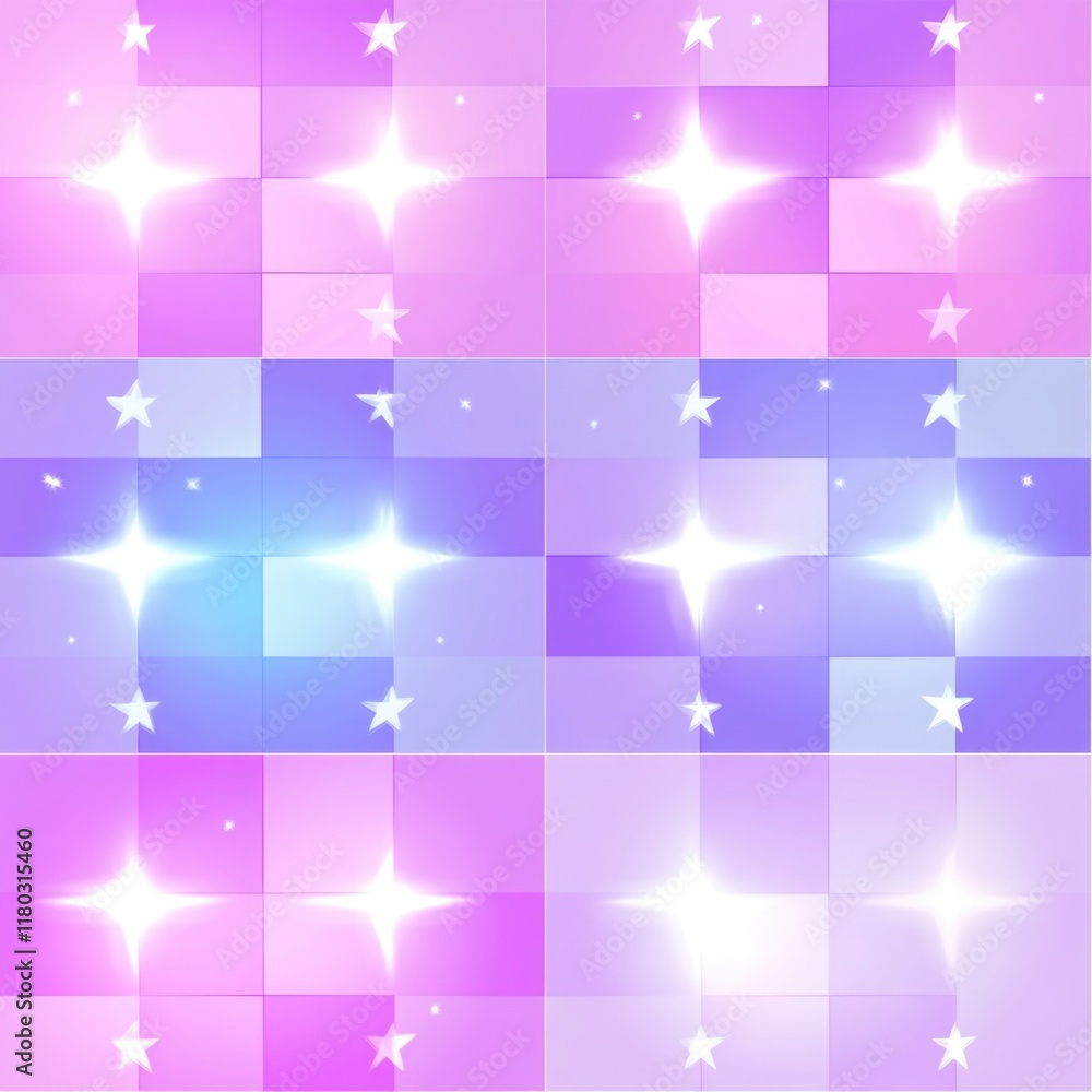 Poster a set of six colorful squares with stars inside, perfect for use in designs related to technology, e
