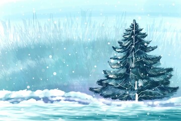 Watercolour forest landscape
