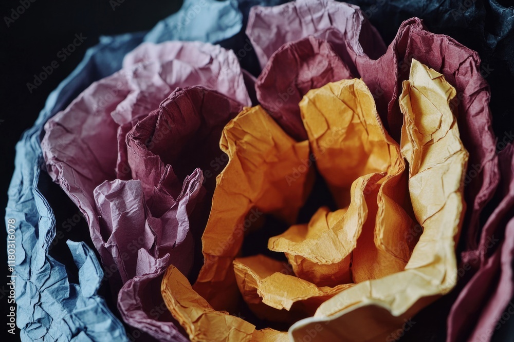 Poster close-up of a handmade paper flower on a table