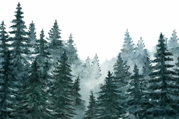 Watercolour forest landscape