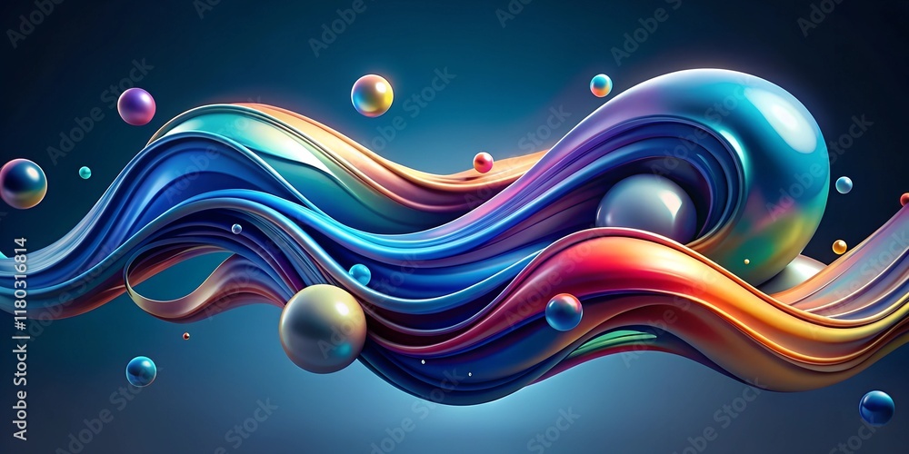 Aufkleber colorful waves of vibrant hues swirl gracefully through a digital landscape, creating a mesmerizing 