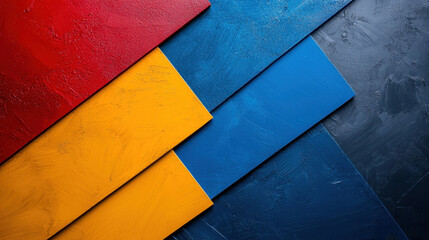 A colorful wall with a blue and yellow stripe