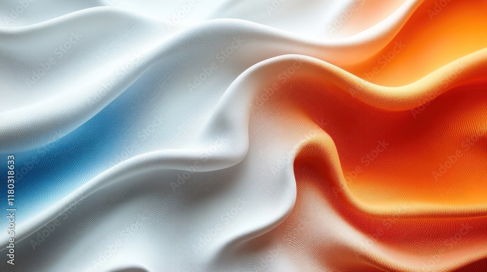 Poster A close-up shot of white and orange fabric with intricate patterns, suitable for use in textile design or craft projects