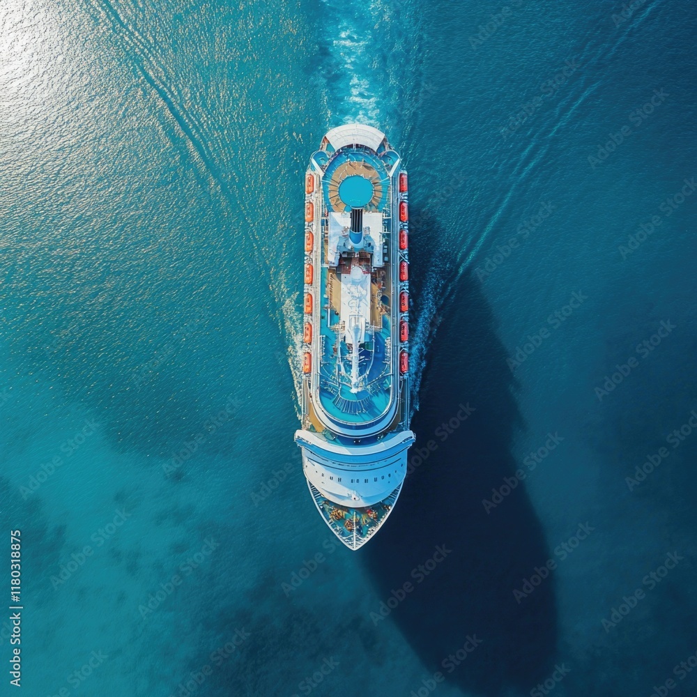 Poster large cruise ship sailing on calm waters of the open ocean