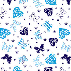 Hearts, butterflies and stars pattern
