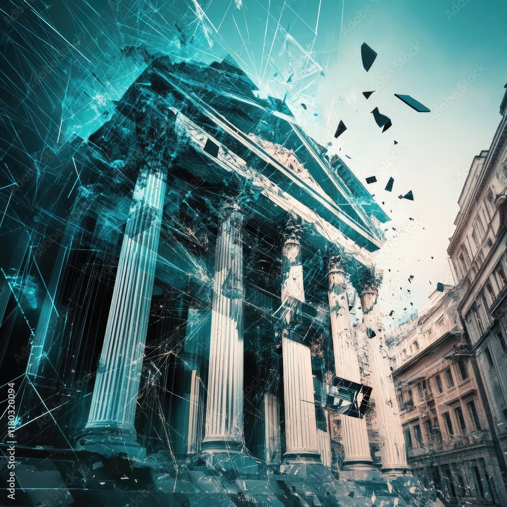 Aufkleber a large building with many columns, great for architectural or construction backgrounds