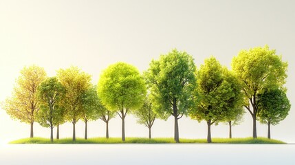 Trees on grassy hill against bright backdrop.
