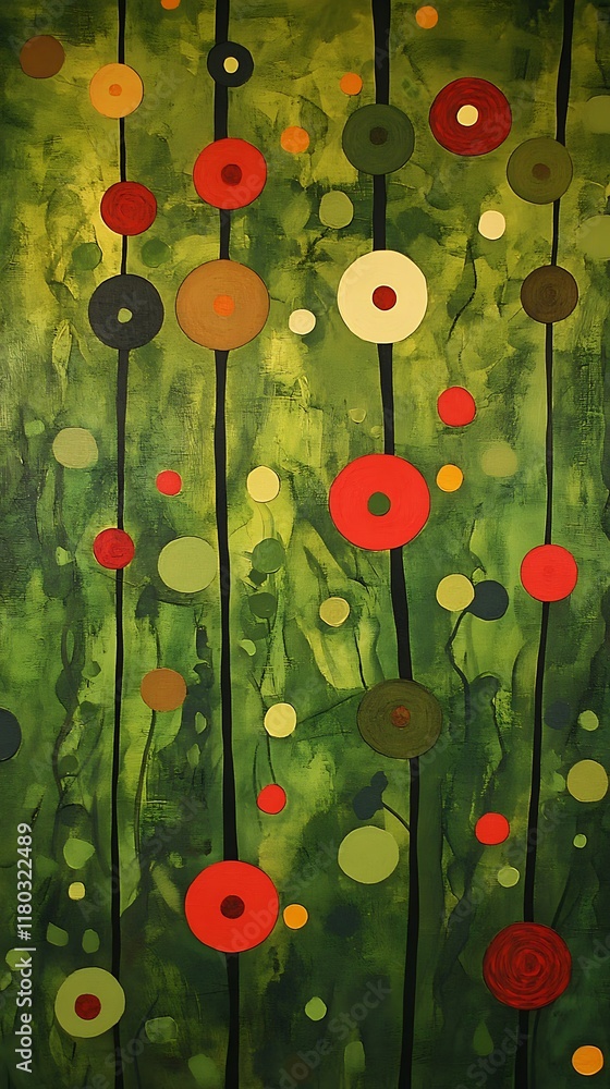 Poster green geometric background with circular shapes and smooth pattern design