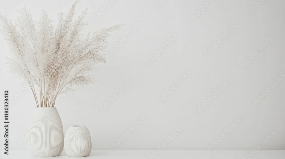 Wall mural white abstract long minimal banner. light neutral background with arrows and copy space for text. fa
