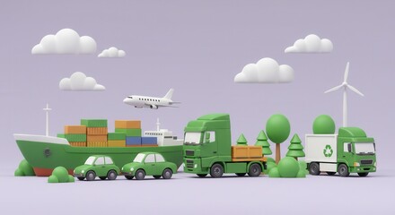 Naklejka premium Sustainable shipping and eco-friendly transport in a green future