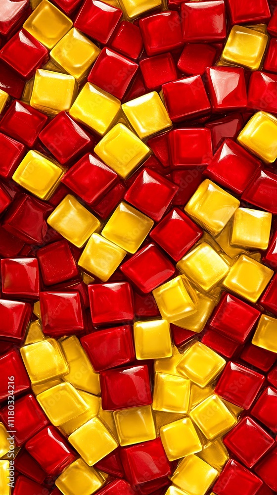 Aufkleber vibrant red and yellow cubic designs create a stylish geometric background with bold patterns