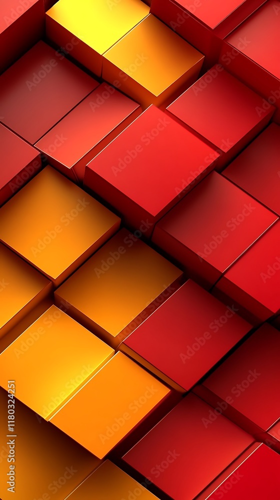 Aufkleber vibrant red and yellow cubic designs create a stylish geometric background with bold patterns
