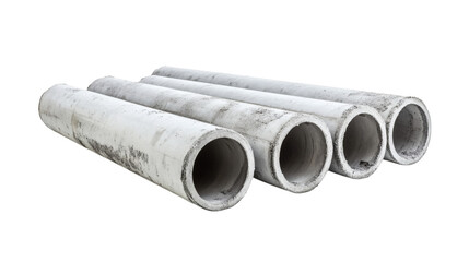 Fototapeta premium Grey beton construction pipes isolated on white background