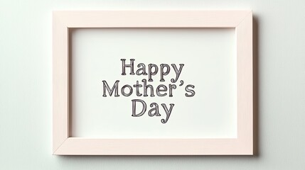 A framed card wishing "Happy Mother's Day" in a decorative font.