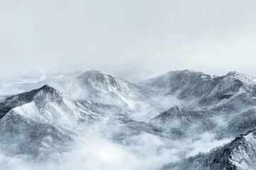 Mountain Range with Snow and Clouds