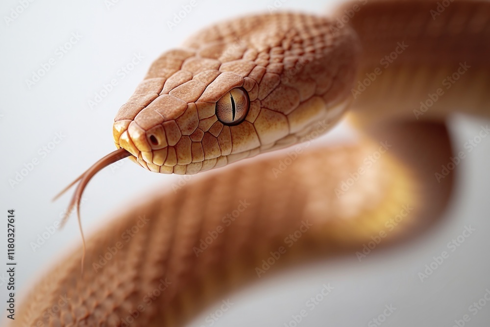 Poster a close-up image of a snake's head with its tongue extended, useful for illustrations or scientific 