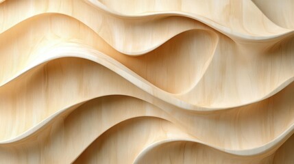Obraz premium Wooden abstract waves in beige tones, natural design perfect for interior decor or elegant backdrop. Generative AIWooden abstract waves in beige tones, natural design perfect for interior decor or