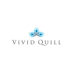 Vivide Quill Peacock Feather logo design highlights vibrant elegance and luxurious creativity, delivered as an editable vector brand identity.

