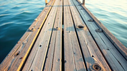 Fototapeta premium Wooden Dock Extending Over Calm Water at Sunset