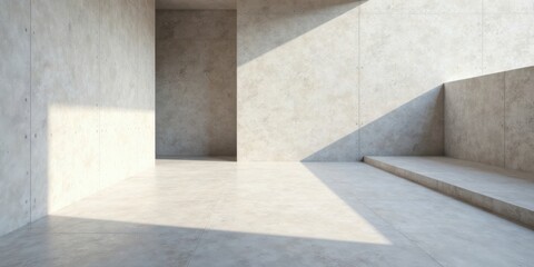 Obraz premium Sunlit Modern Concrete Room with Subtle Shadows and Minimalist Design