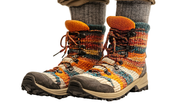 Hiking Trail Socks with Moisture-Wicking Fabric - Isolated on White Background