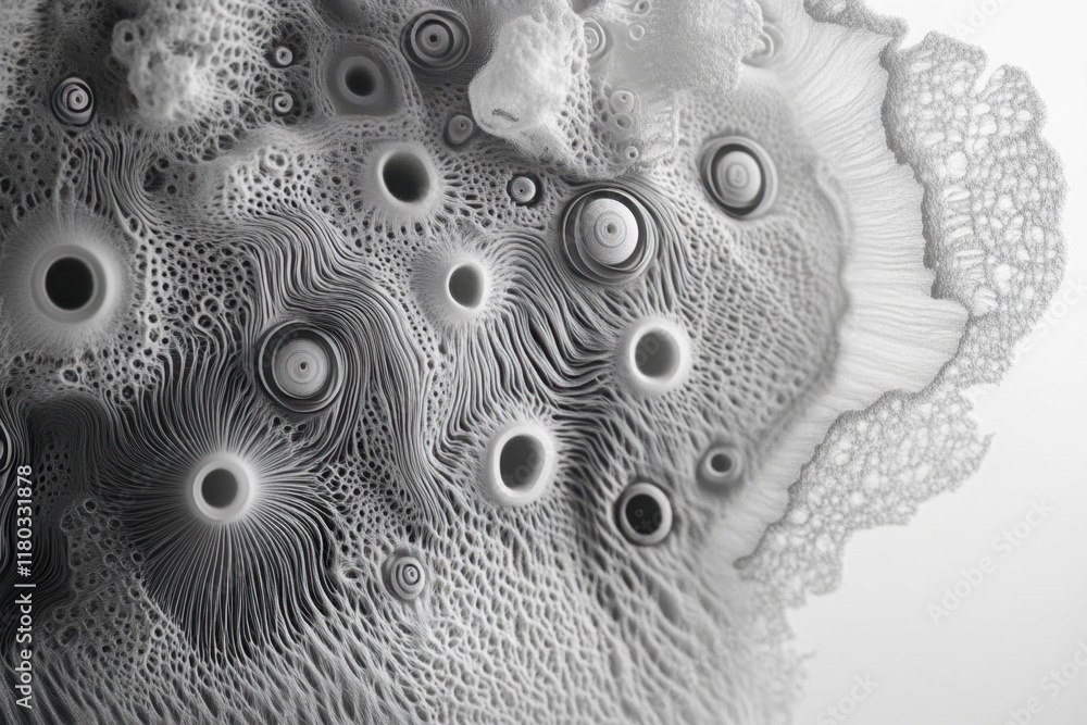 Poster abstract grayscale image of a complex organic structure