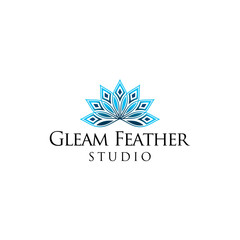 Gleam Feather Studio Peacock logo design embodies vibrant elegance and innovative creativity, crafted as an editable vector brand identity.