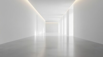 Fototapeta premium Modern office corridor or hallway interior with empty space over the white wall and the meeting room