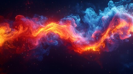 Fototapeta premium Vivid fire and smoke swirling in a cosmic landscape