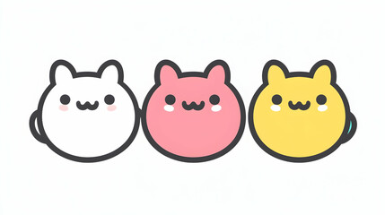 Naklejka premium Cute cartoon animal faces in various colors, simple design, playful.
