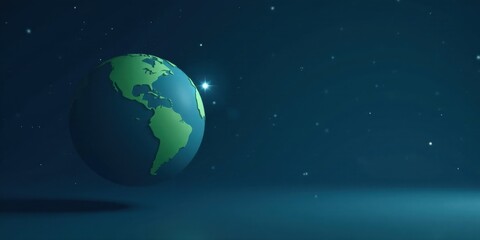 Fototapeta premium Stylized Earth Globe in Dark Space Background with a Bright Star