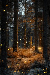 Yellow Fireflies Forest