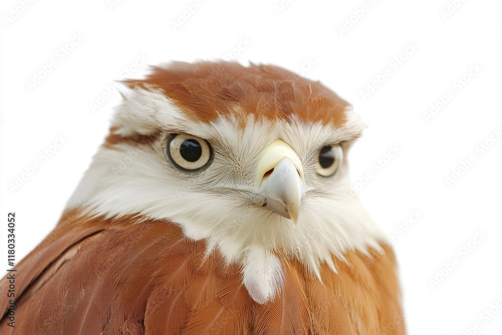 Poster close-up photo of a bird of prey's head and feathers