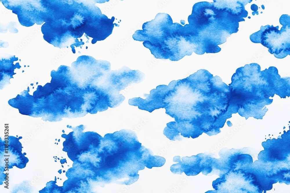 Poster A simple and serene cloud pattern on a white background