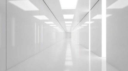 Obraz premium White open space office corridor with mock up wall
