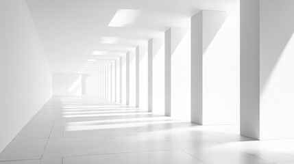 Obraz premium White open space office corridor with mock up wall