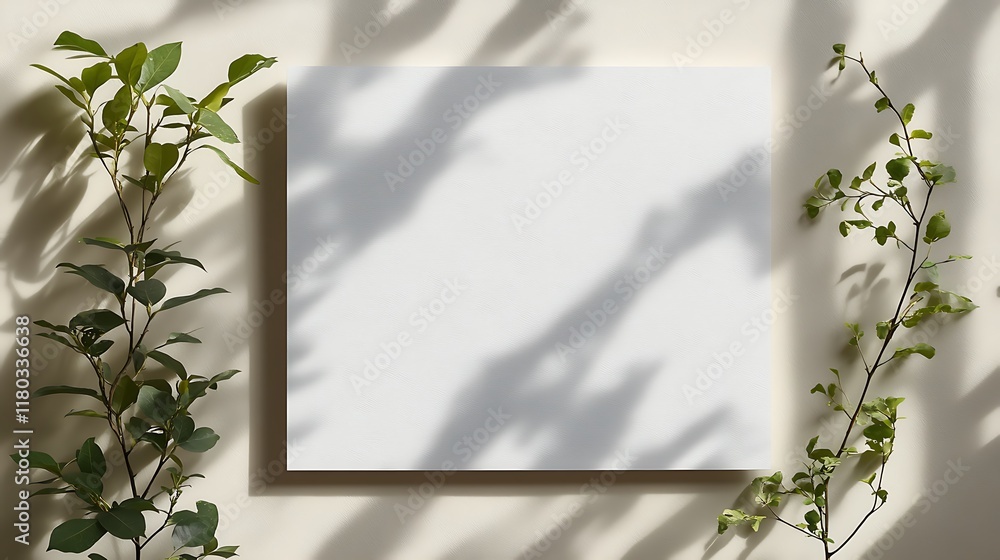Poster plain white paper sheet soft shadows on an isolated background clean and minimalistic perfect for cu