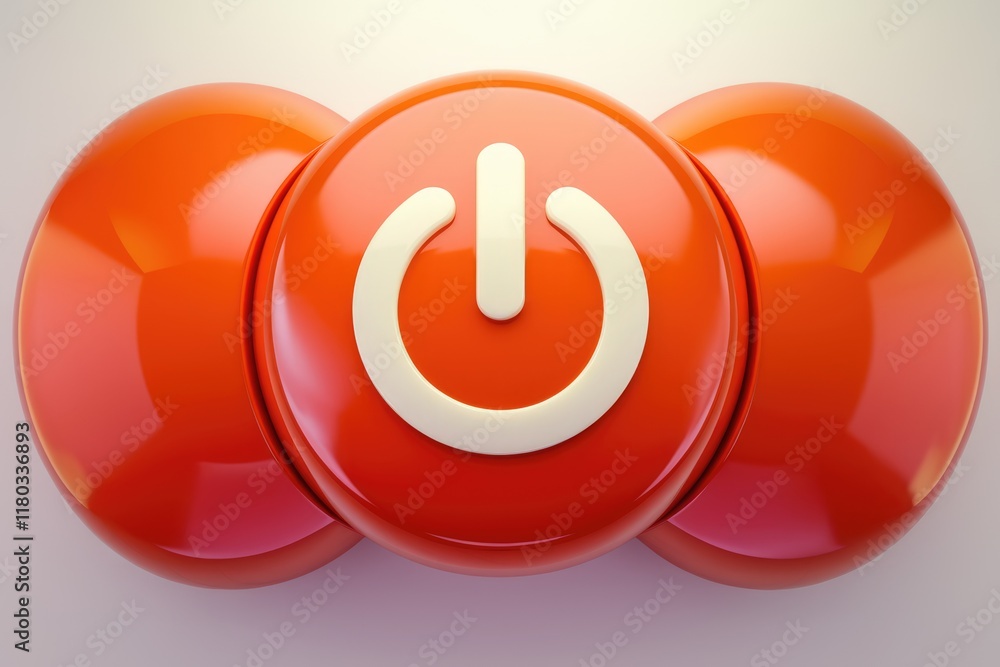 Poster Abstract 3D rendering of an orange power button, symbolizing on/off, start/stop, activation.