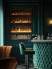 Green Velvet Bar Chairs