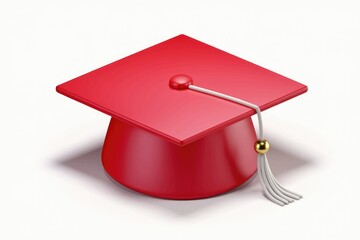 A red graduation cap, symbolizing academic achievement and the commencement of a new chapter.