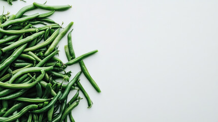 Fototapeta premium Fresh green beans on white background.