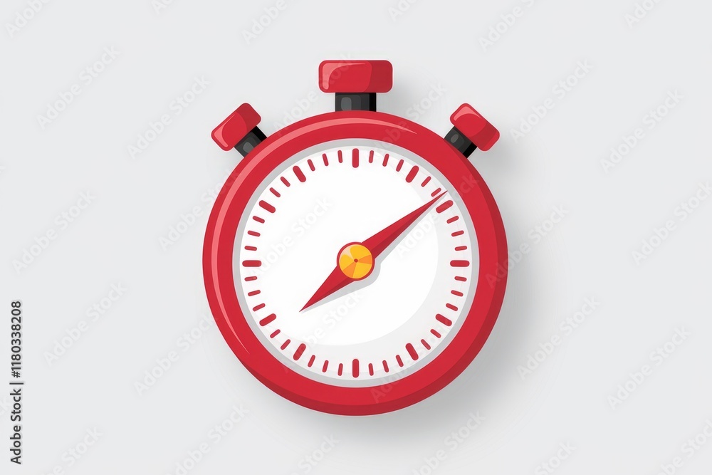 Poster a red stopwatch with a white face and a red hand pointing to a time.