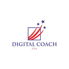 Digital Coach Stars Event Speaker logo design highlights modern clarity and innovative creativity, crafted as an editable vector brand identity.