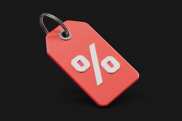 Red discount tag with a percentage symbol, indicating sales and offers.